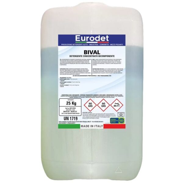 Detergente BIVAL bicomponente concentrato per rimozione trafic-film su veicoli tanica 25 kg