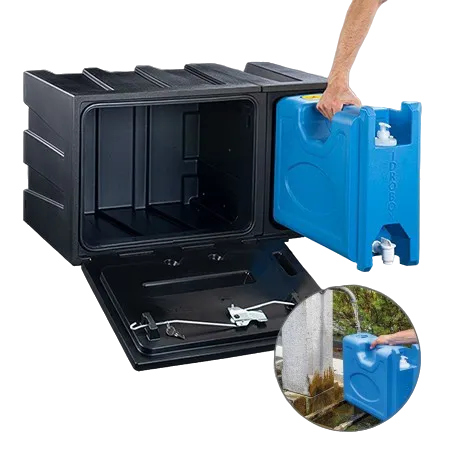 Cassetta portattrezzi con serbatoio acqua da 18 lt estraibile per il rifornimento